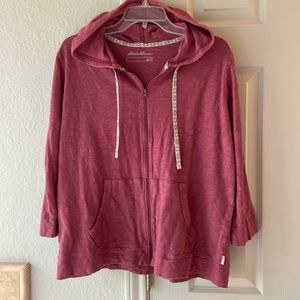 Eddie Bauer 3/4 l sleeve lightweight zip-up hoodie